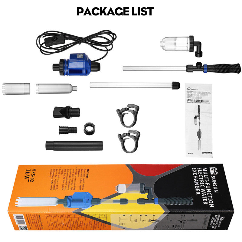 Electric aquarium vacuum for removing fish waste and debris