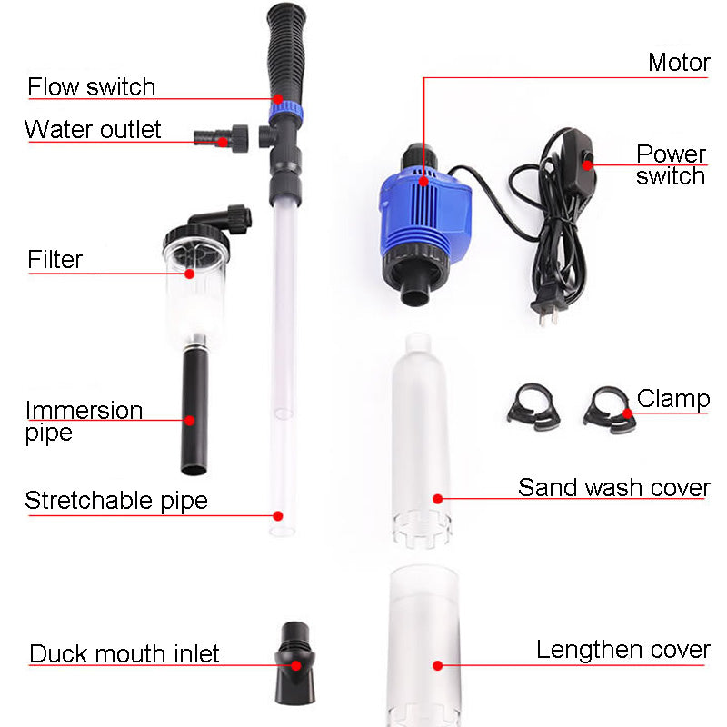 Aquarium electric siphon cleaner for water change and debris removal