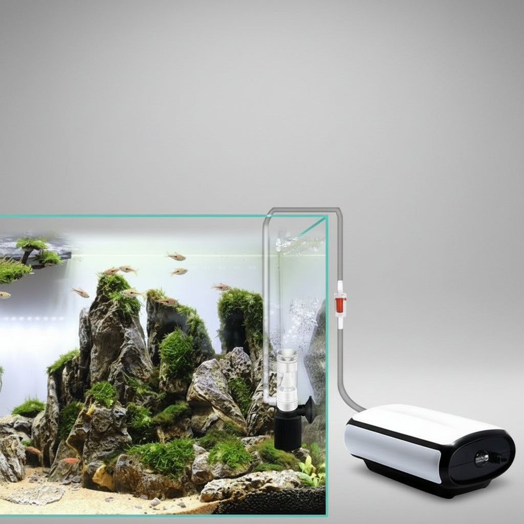 Gas lift mini aquarium filter for nano fish tank