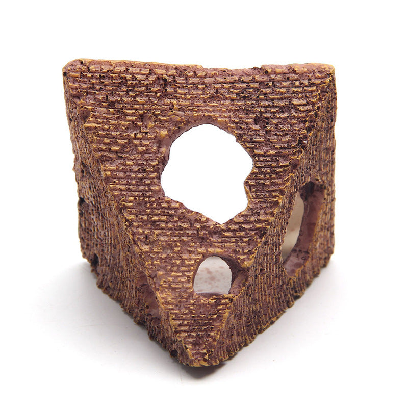 Resin pyramid ornament for aquarium aquascaping