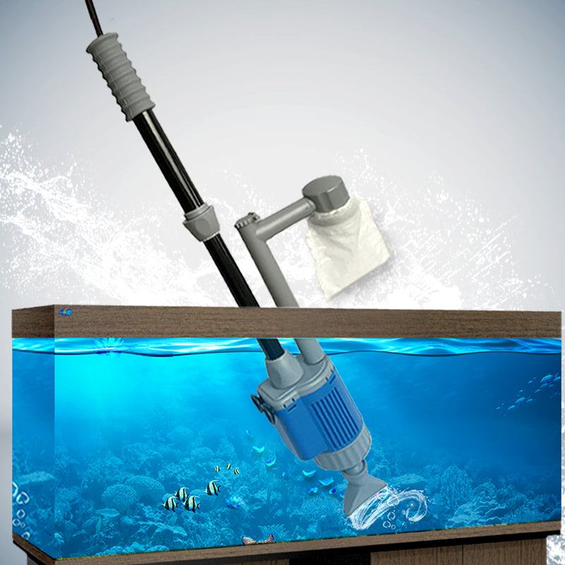 Aquarium vacuum cleaner with filter bag and accessories