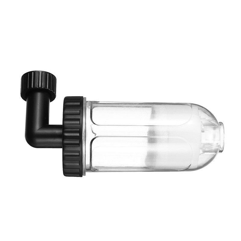 Clear filter with black accents on a white background
