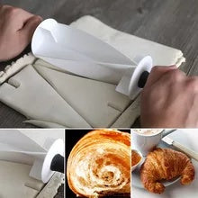 Roll of paper towels with a person using it, followed by images of pastries and coffee.