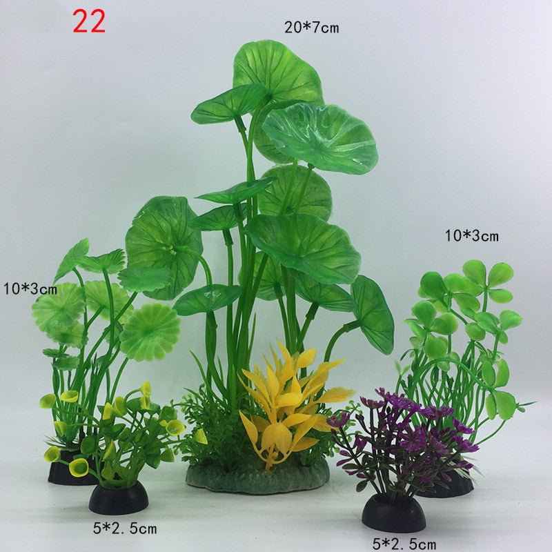 Set of artificial plants with measurements on a white background