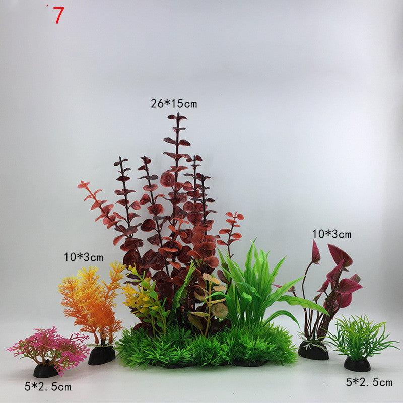 Set of artificial plants with measurements on a white background