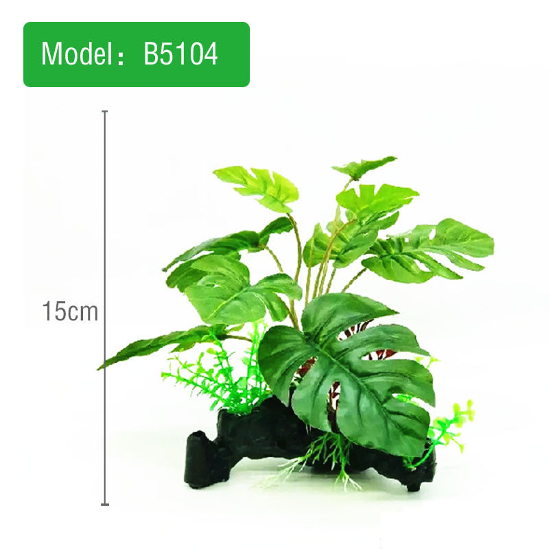 Artificial green plant with a stand on a white background, labeled 'Model: B5104' and '15cm'.