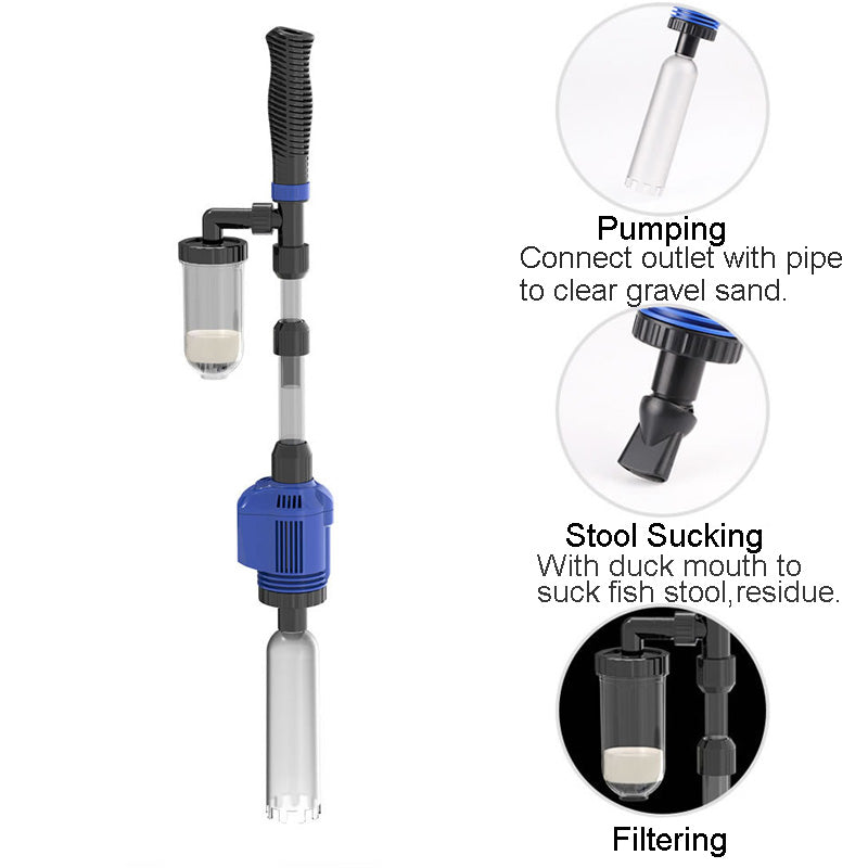 Automatic aquarium cleaner with one button operation