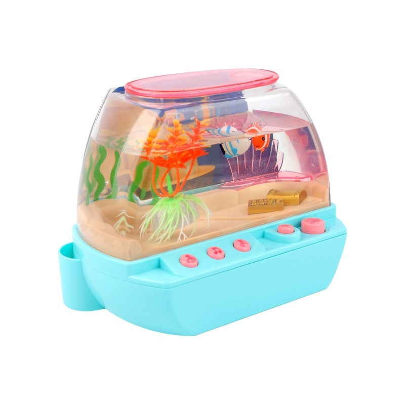 Kids mini aquarium fish tank toy with lights and music