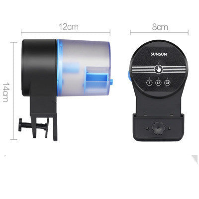 Measurement chart of a water pump with dimensions and SUNSUN branding.